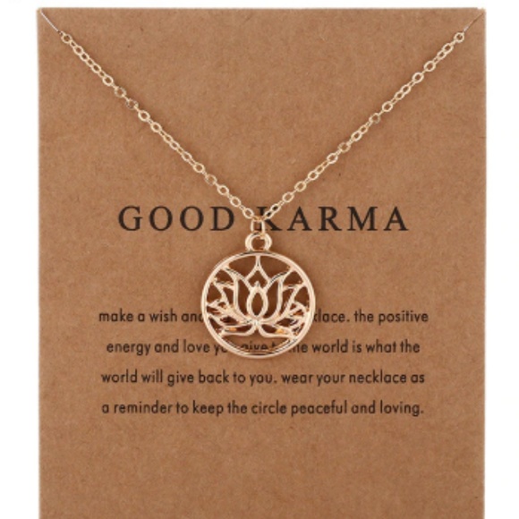 Jewelry - Good Karma Lotus Pendant Necklace with Card
